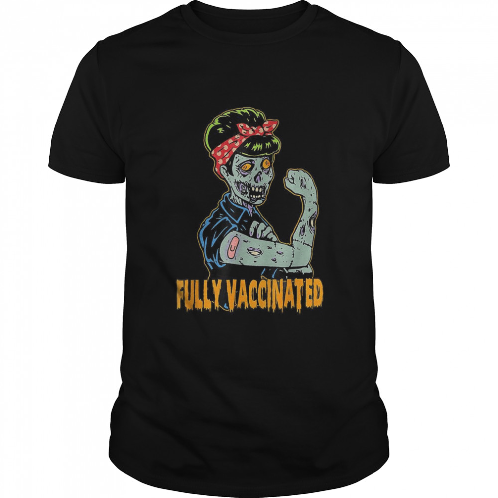 Vaccinated Halloween Zombie Scarry  Classic Men's T-shirt