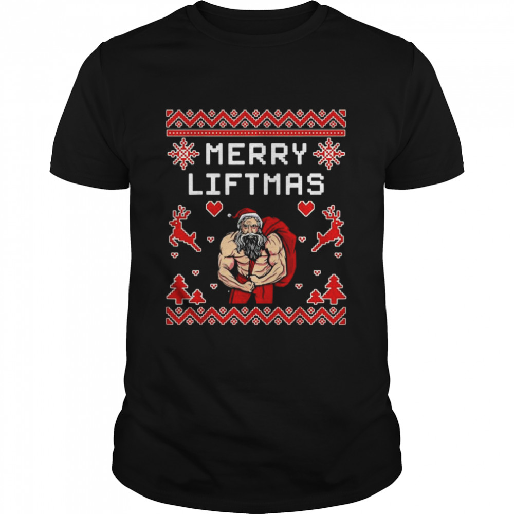 Santa gym Merry Liftmas Ugly Christmas shirt Classic Men's T-shirt