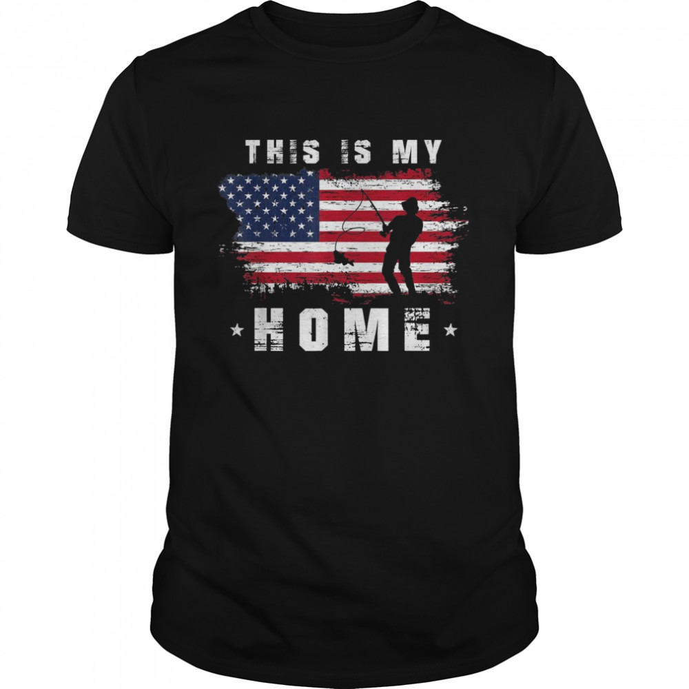 USA Fishing In The Wild This Is My Home US Flag  Classic Men's T-shirt