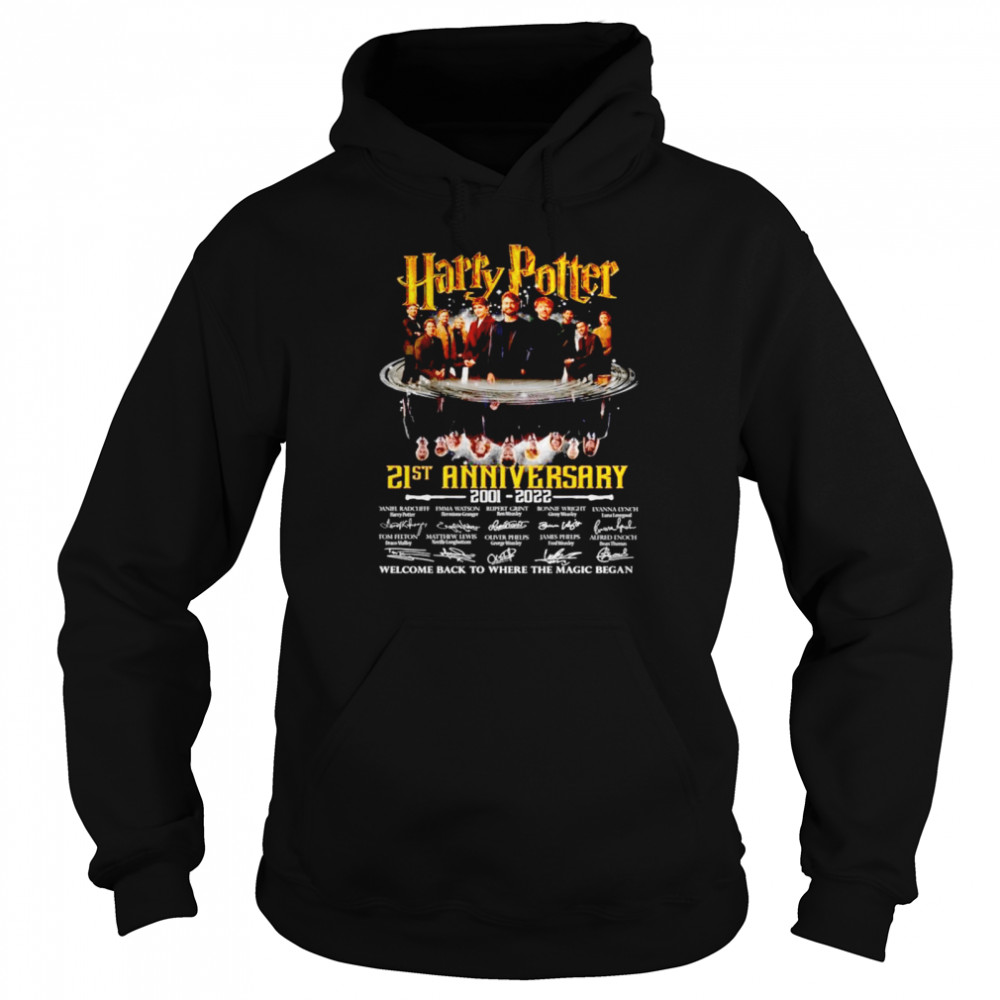 Harry Potter 21st Anniversary 2001 2022 welcome back to where the magic began T-shirt Unisex Hoodie