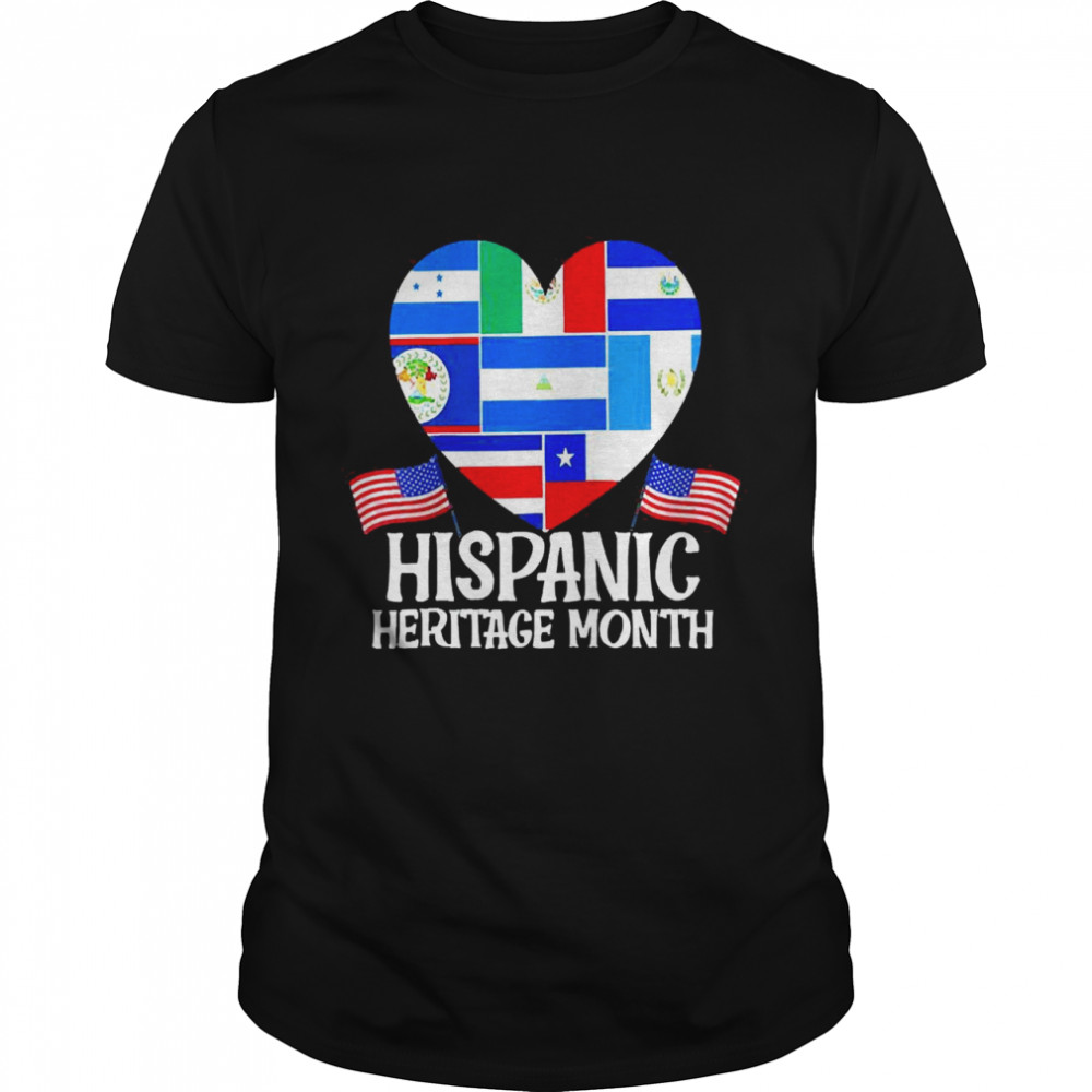 Hispanic Pride Latino US Flag Heart Hispanic Heritage Month  Classic Men's T-shirt