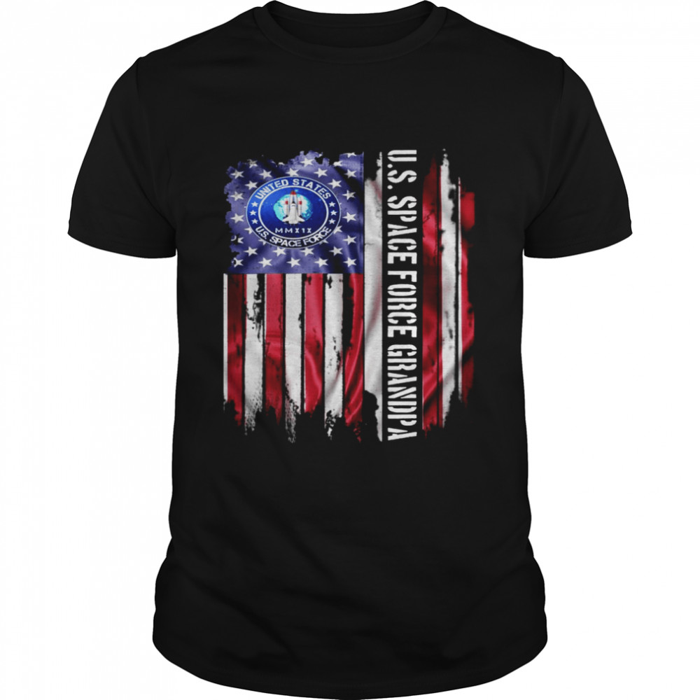 Vintage USA American Flag Proud US Space Force Grandpa  Classic Men's T-shirt