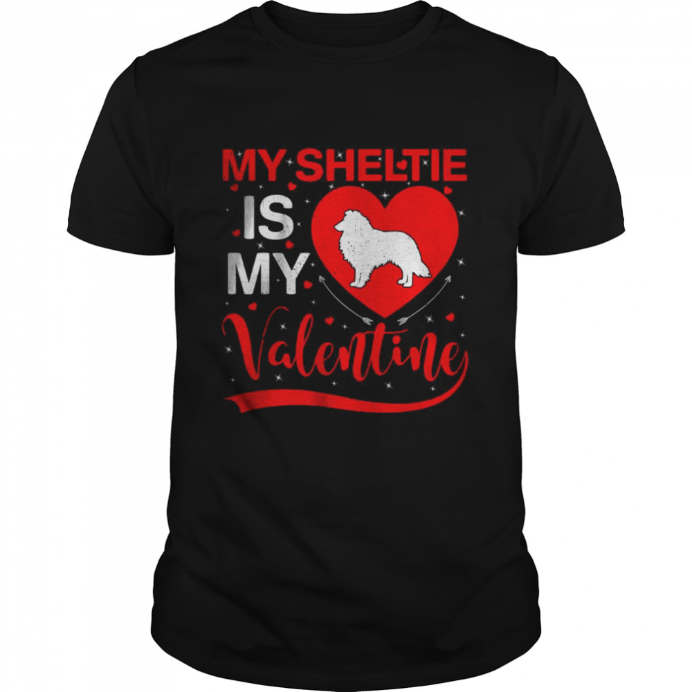 My Sheltie Is My Valentine Heart Shape Sheltie Valentine  Classic Men's T-shirt