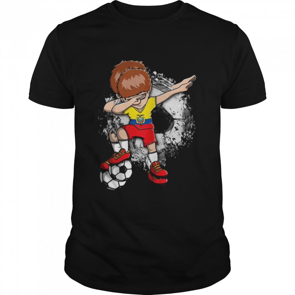 Dabbing Soccer Boy Ecuador Jersey Ecuadorian Football Fans  Classic Men's T-shirt