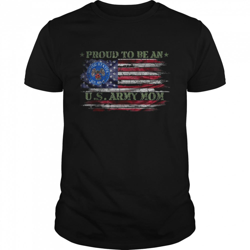 Vintage USA American Flag Proud To Be An US Army Mom T- Classic Men's T-shirt