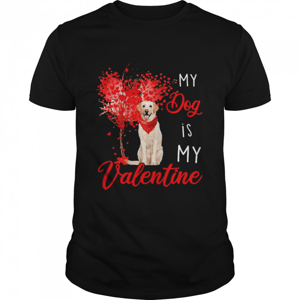 Heart Tree My Dog Is My Valentine Yellow Labrador  Classic Men's T-shirt