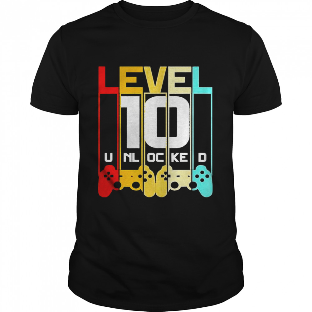 Level 10 Unlocked 10th Birthday Matching Video Game  Classic Men's T-shirt