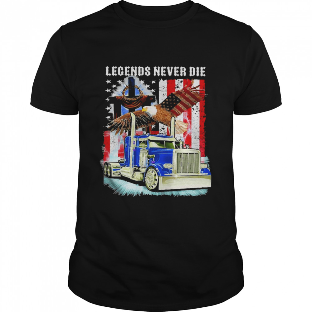 Truck American Flag Legends Never Die  Classic Men's T-shirt