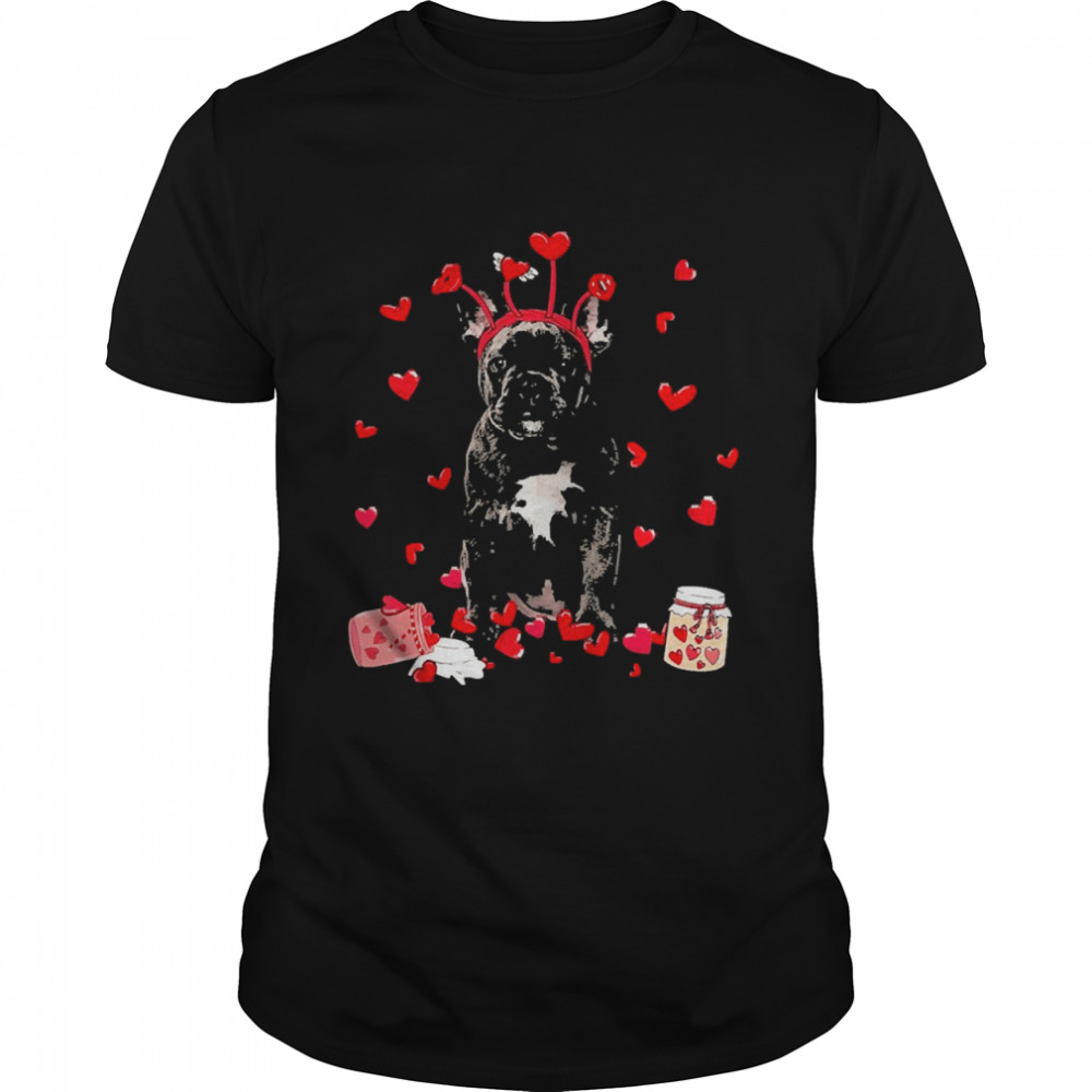 Valentine’s Day Sweet Headband Black French Bulldog Dog  Classic Men's T-shirt
