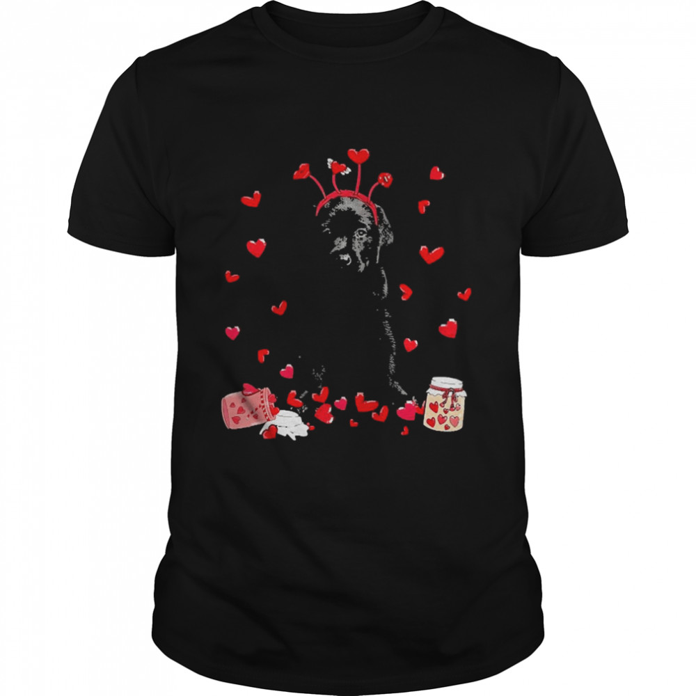 Valentine’s Day Sweet Headband Black Labrador Pup Dog  Classic Men's T-shirt