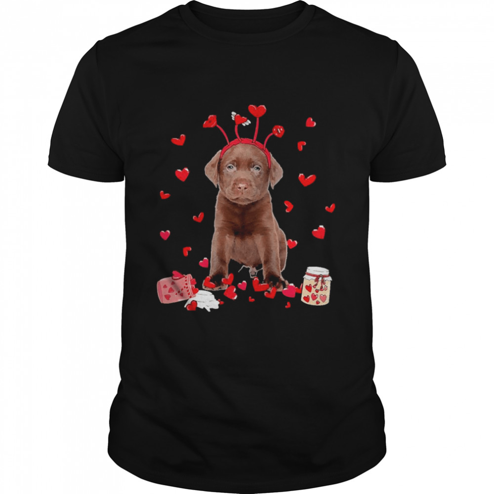 Valentine’s Day Sweet Headband Chocolate Labrador Dog  Classic Men's T-shirt