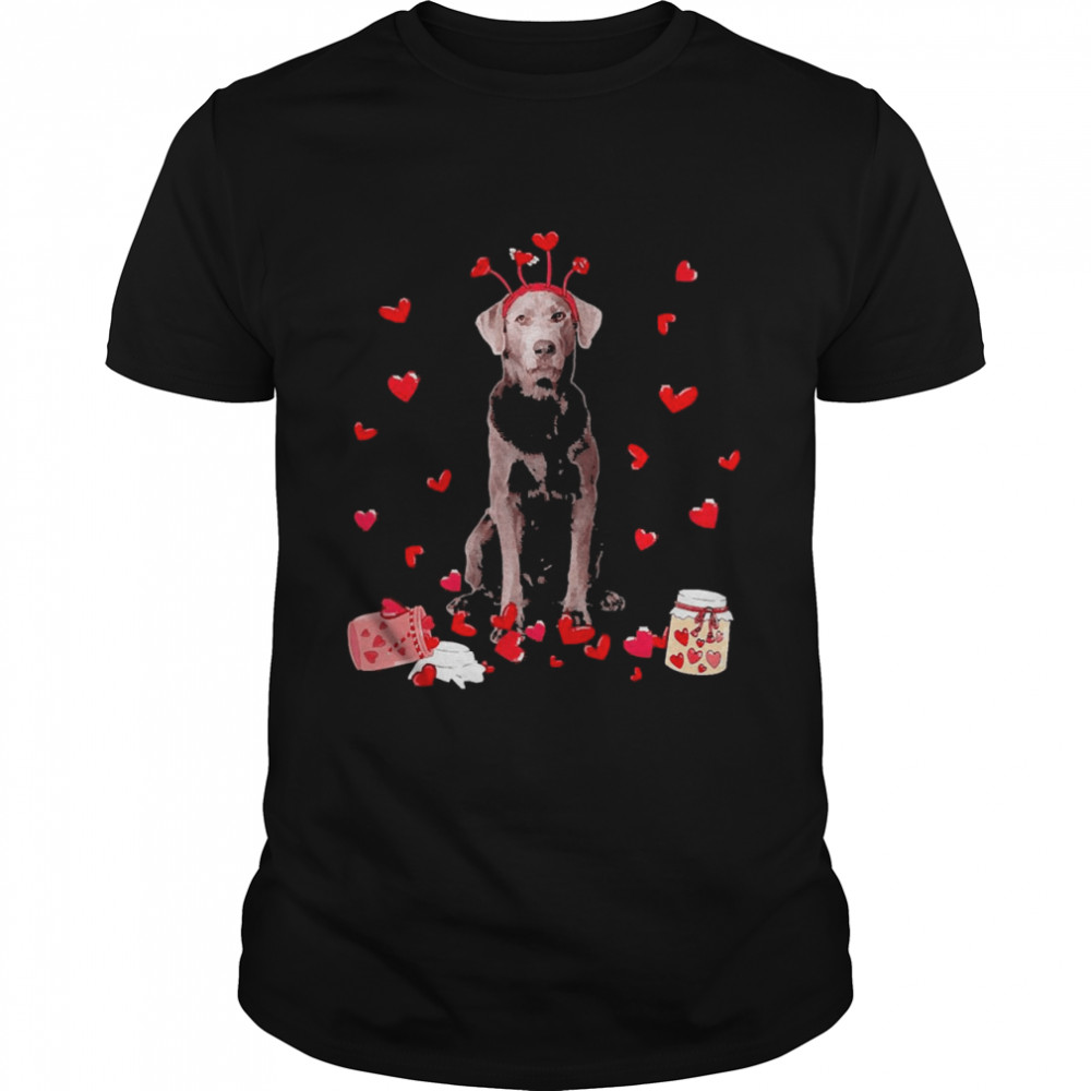 Valentine’s Day Sweet Headband Silver Labrador Dog  Classic Men's T-shirt