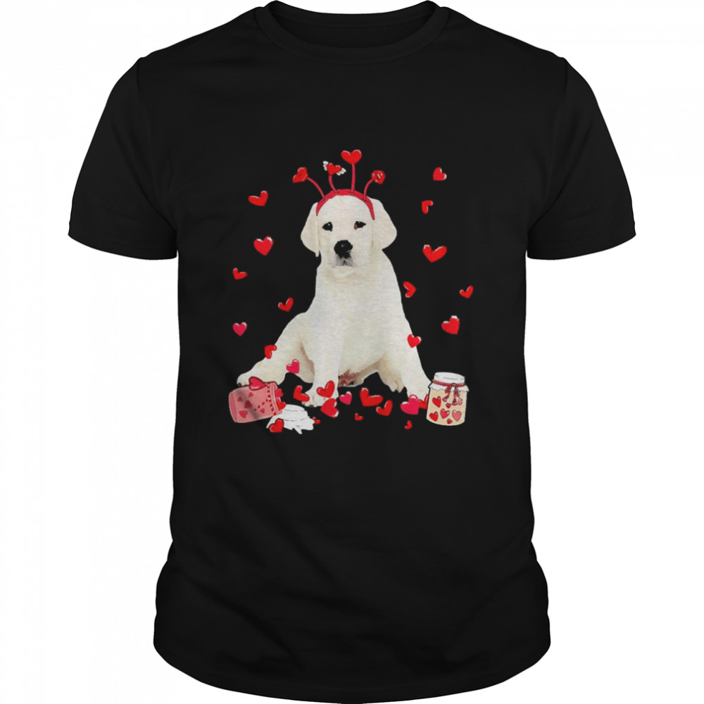 Valentine’s Day Sweet Headband White Labrador Dog  Classic Men's T-shirt