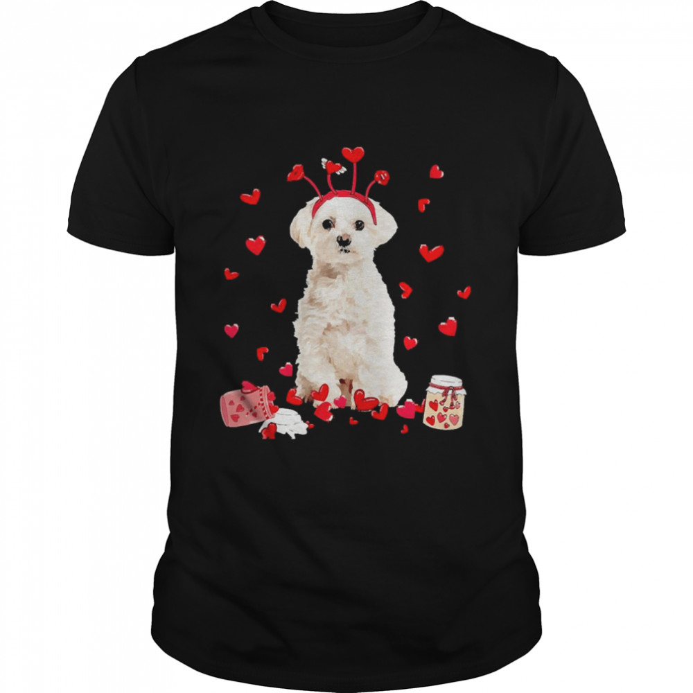 Valentine’s Day Sweet Headband White Maltese Dog  Classic Men's T-shirt