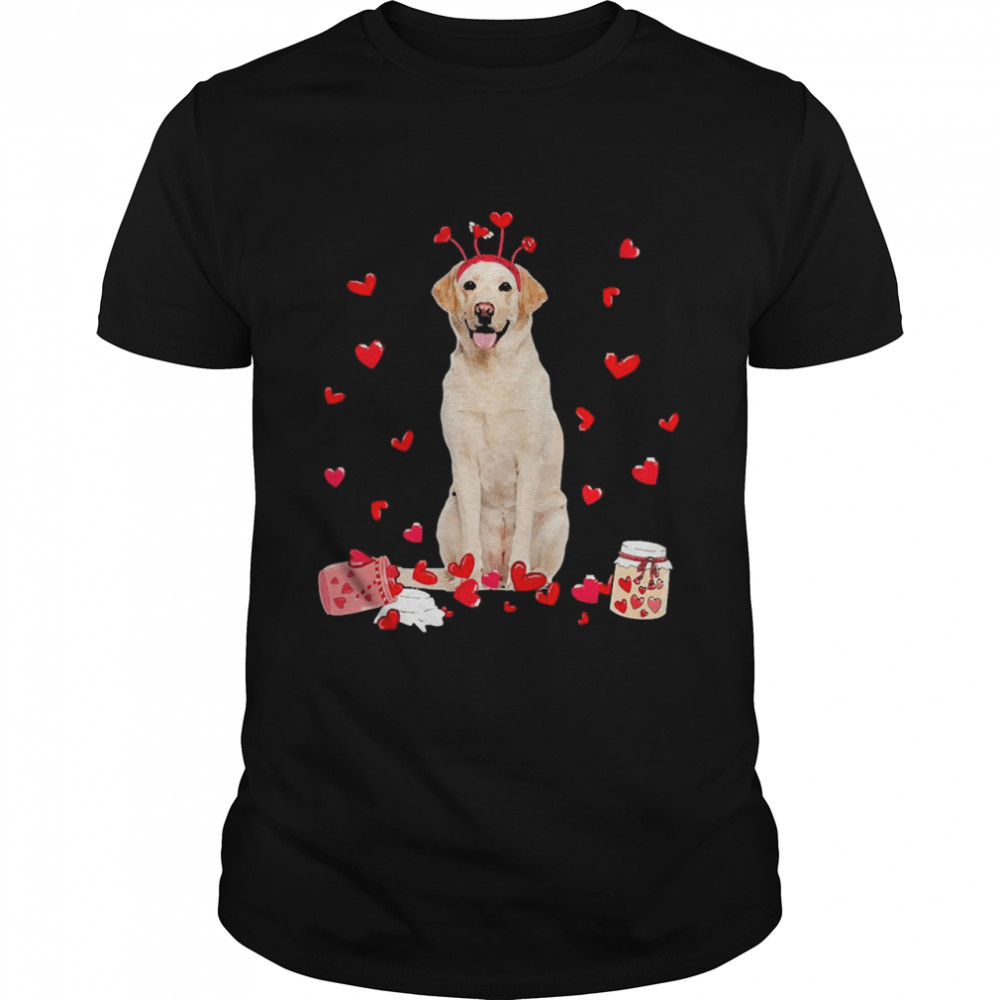 Valentine’s Day Sweet Headband Yellow Labrador Dog  Classic Men's T-shirt