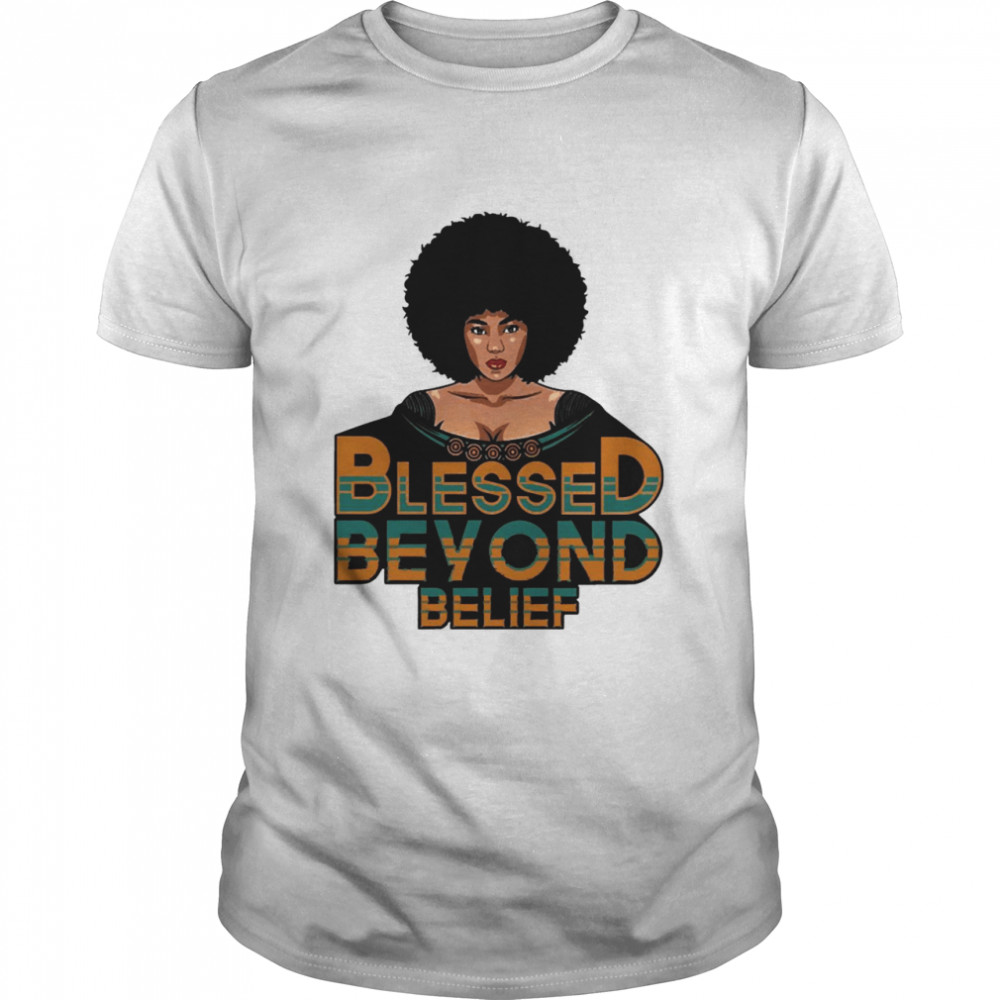 Blessed Beyond Belief Afro Lola Teal  Classic Men's T-shirt