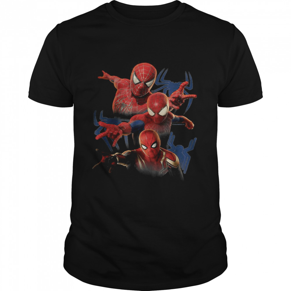 Marvel Spider-Man No Way Home Spider-Man Trio Combat Pose T- Classic Men's T-shirt