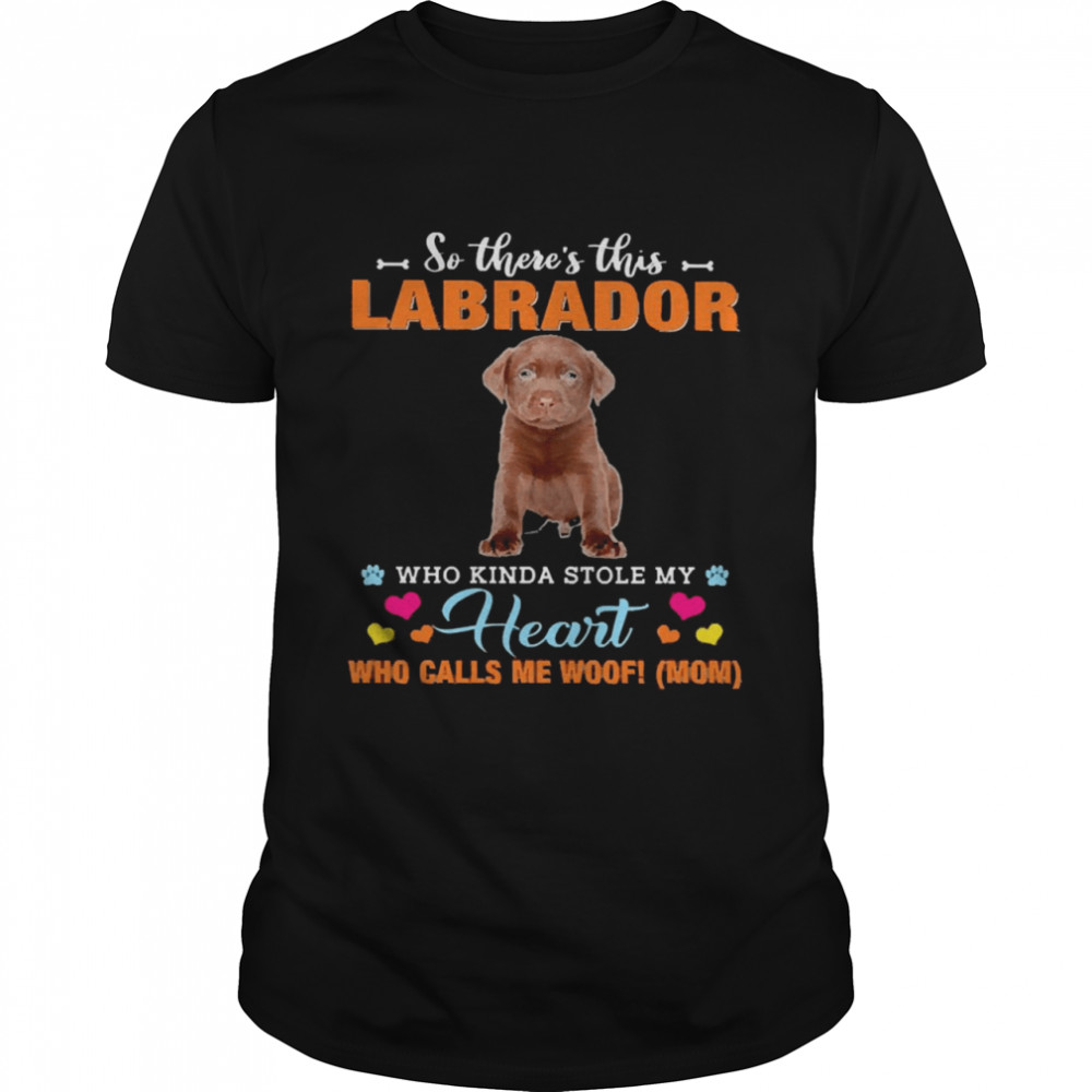 Official a Dog Kinda Stole My Heart So There’s This Chocolate Labrador Who Kinda Stole My Heart Who Calls Me Woof Mom  Classic Men's T-shirt