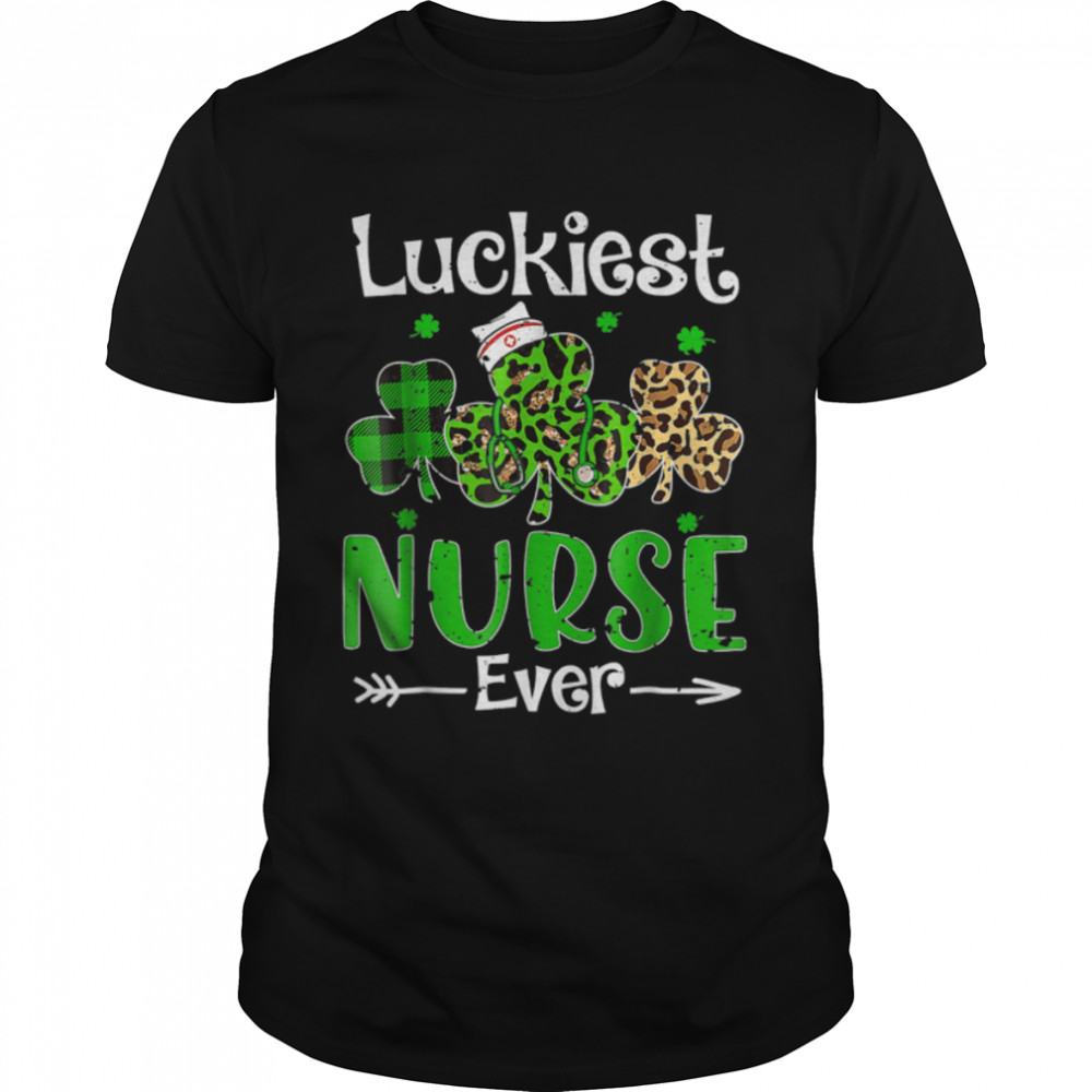 Luckiest Nurse Ever Nursing St Patricks Day Shamrock Leopard T- B09SD8MRRP Classic Men's T-shirt