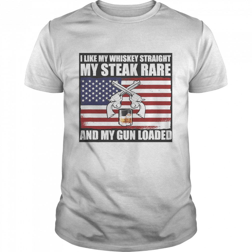Vintage Patriotic Whiskey Steak Guns Freedom Whiskey Lover  Classic Men's T-shirt
