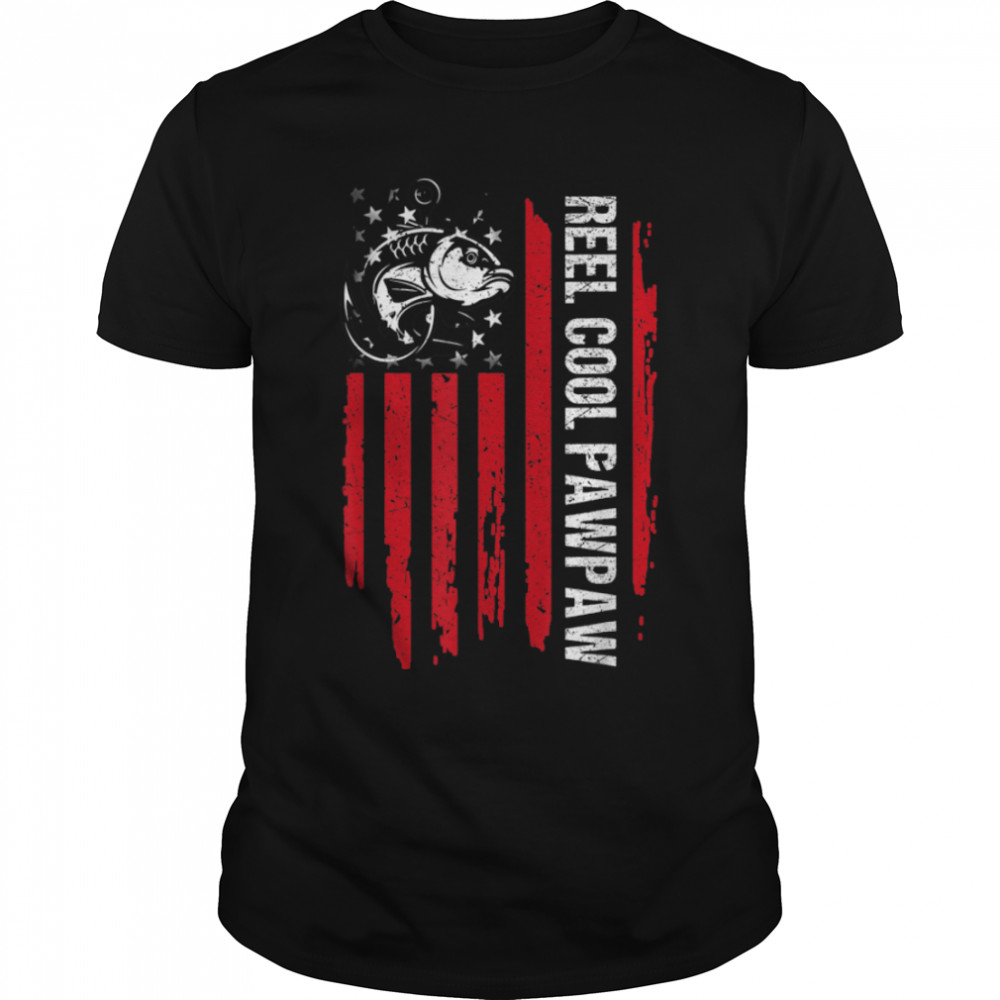 Mens Reel Cool Pawpaw T- American Flag Fishing Fathers Day T- B09TPH8J8D Classic Men's T-shirt