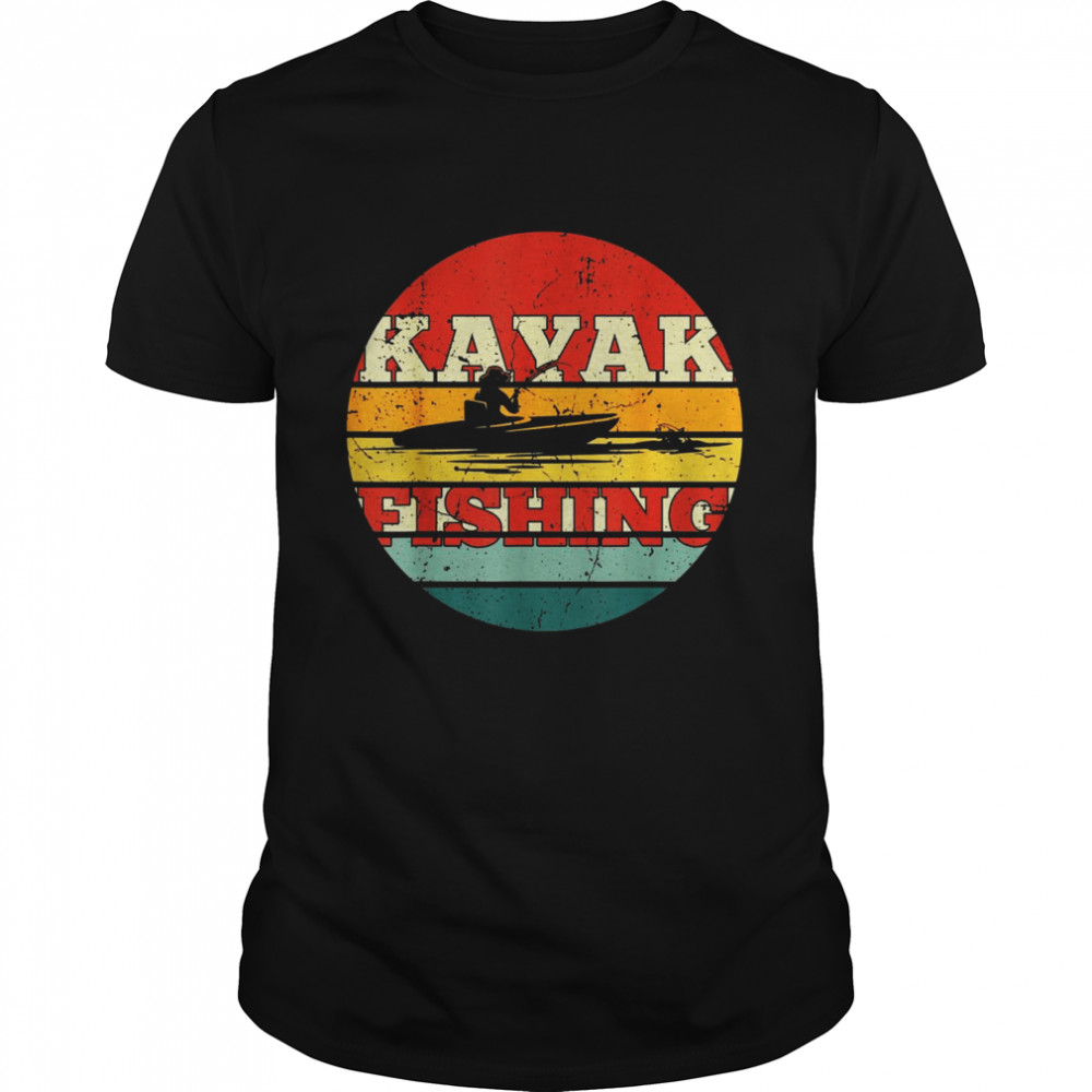 Kayak Fishing Addict Retro Sunset Vintage Lake Fishing Kayak  Classic Men's T-shirt