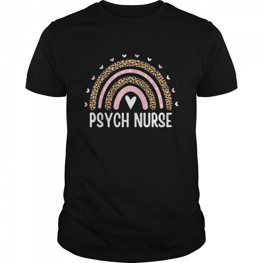 Psych Nurse Nursing Leopard Rainbow Psychiatric Nurse  Classic Men's T-shirt