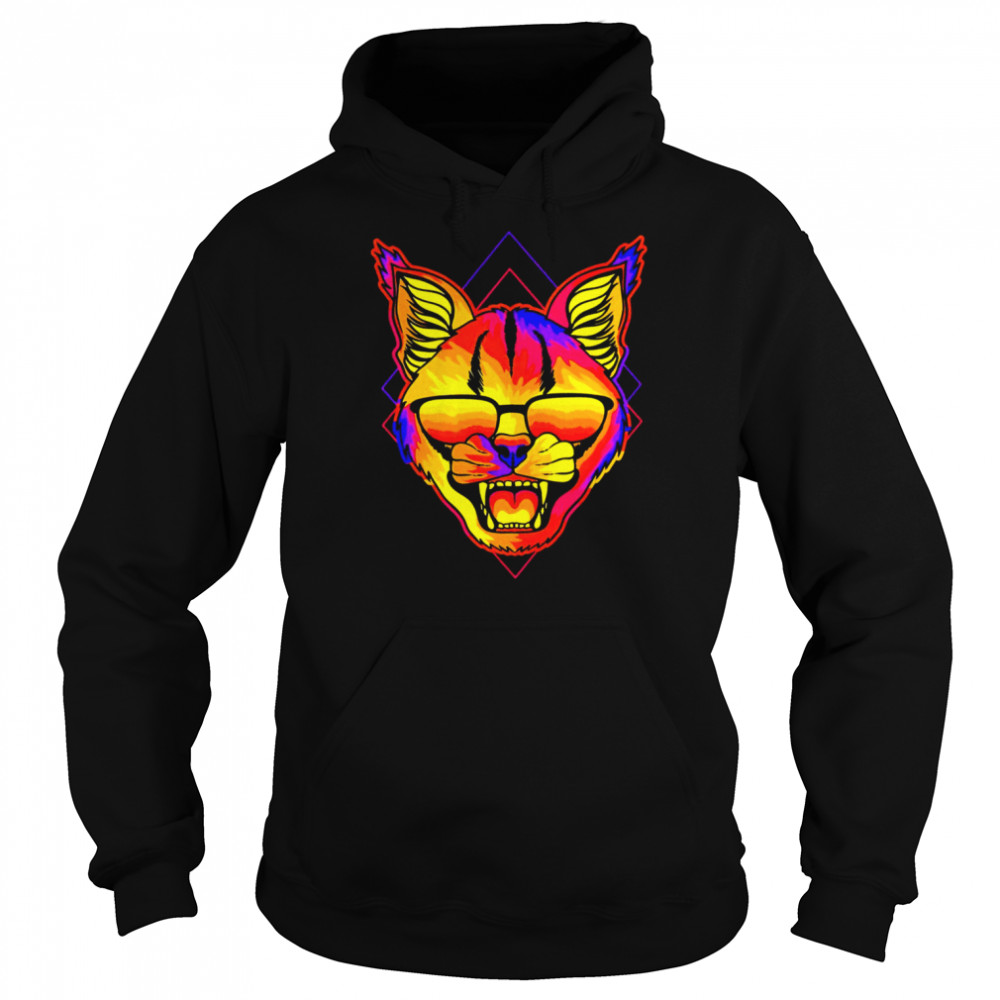 Caracal angry colorful shirt Unisex Hoodie