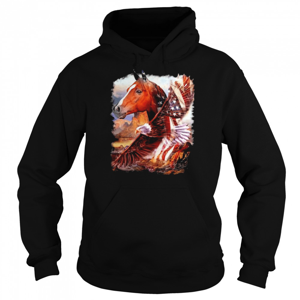 Eagle and Horse American flag shirt Unisex Hoodie