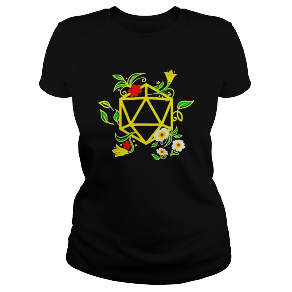 Harli Kane Wearing Geeky Polyhedral D20 Dice Set Plant Nerdy shirt Classic Women's T-shirt