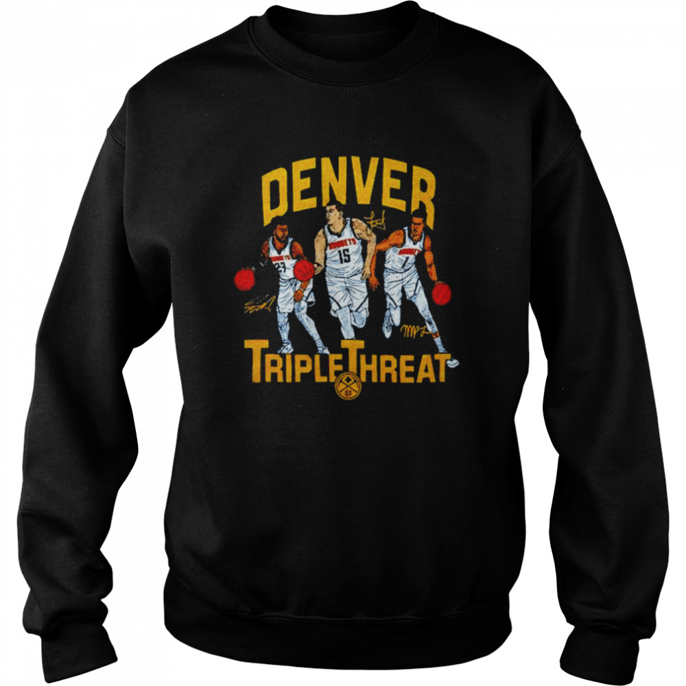 Nuggets Triple Threat Jokic Murray signature shirt Unisex Sweatshirt