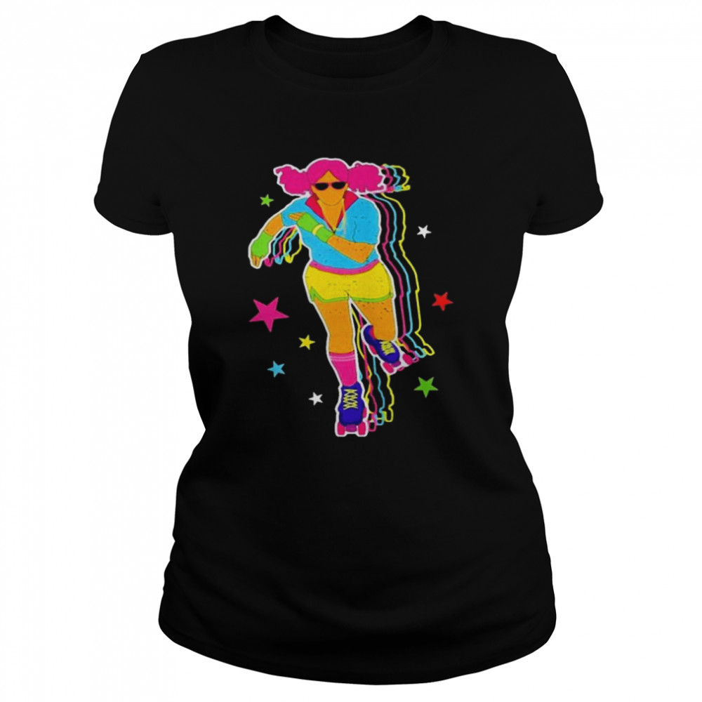 Roller skating derby 70’s 80’s skater afro girl shirt Classic Women's T-shirt
