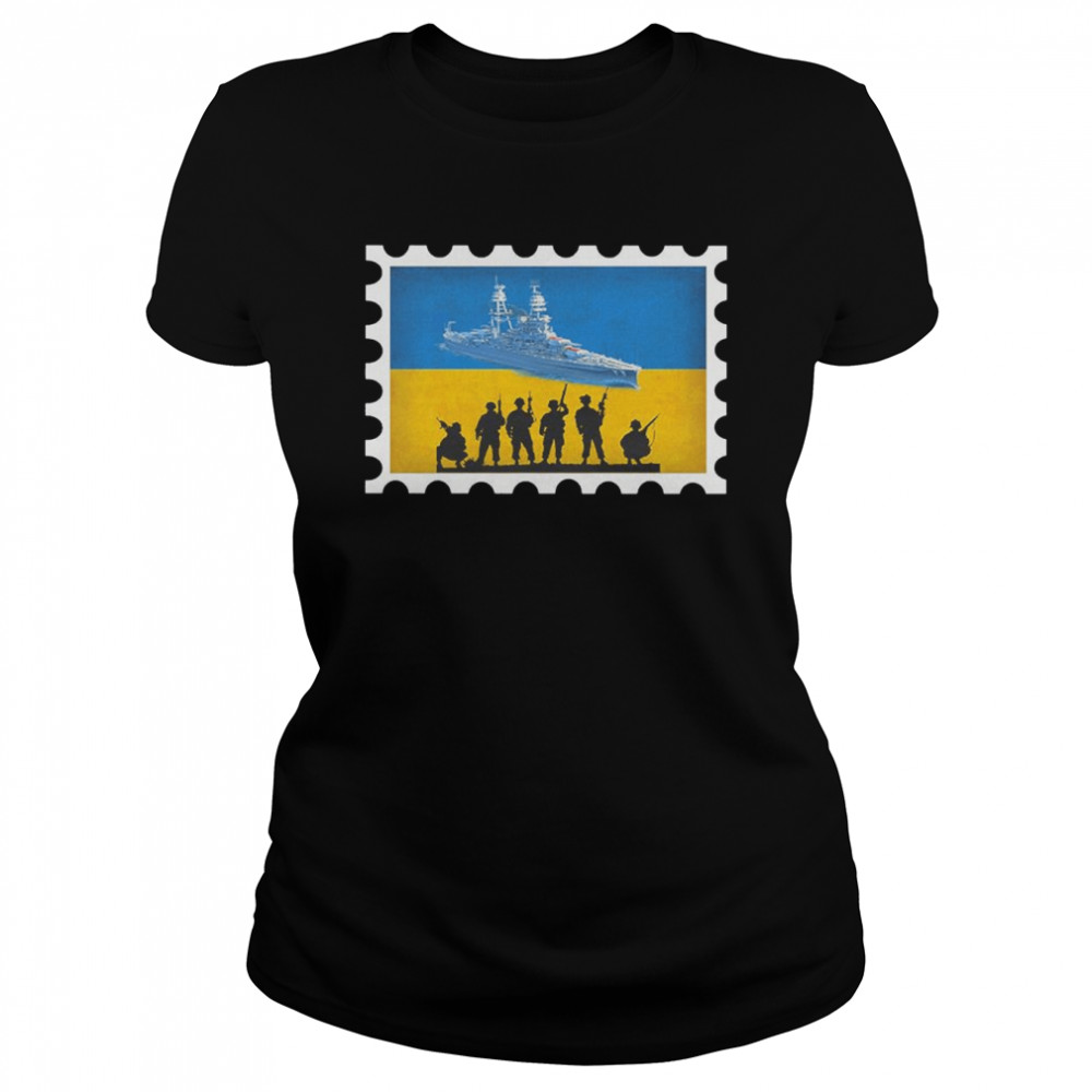 Vintage Ukraine Postage Stamp Flag Pride  Classic Women's T-shirt