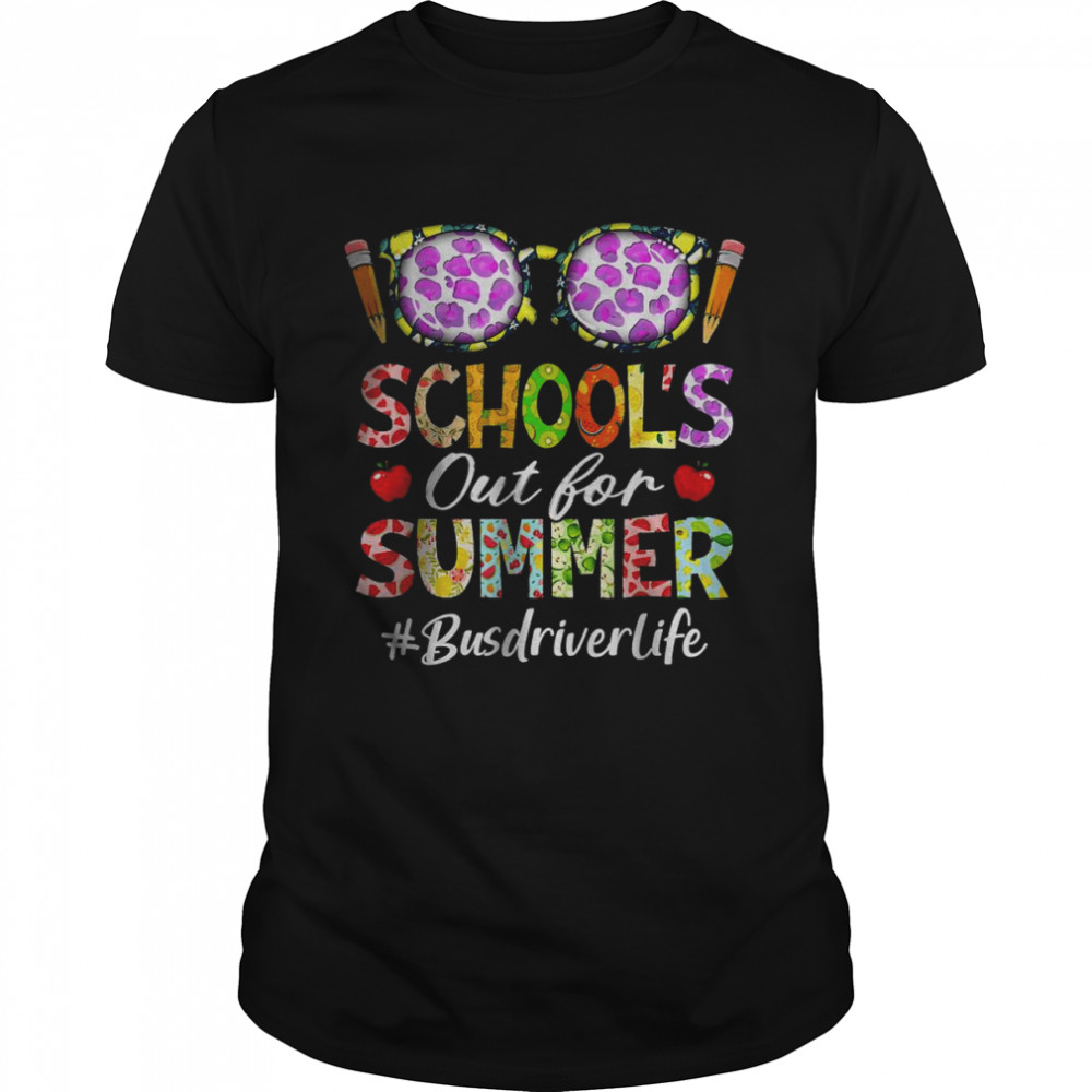School’s Out For Summer Leopard Sunglasses Bus Driver Life T- Classic Men's T-shirt