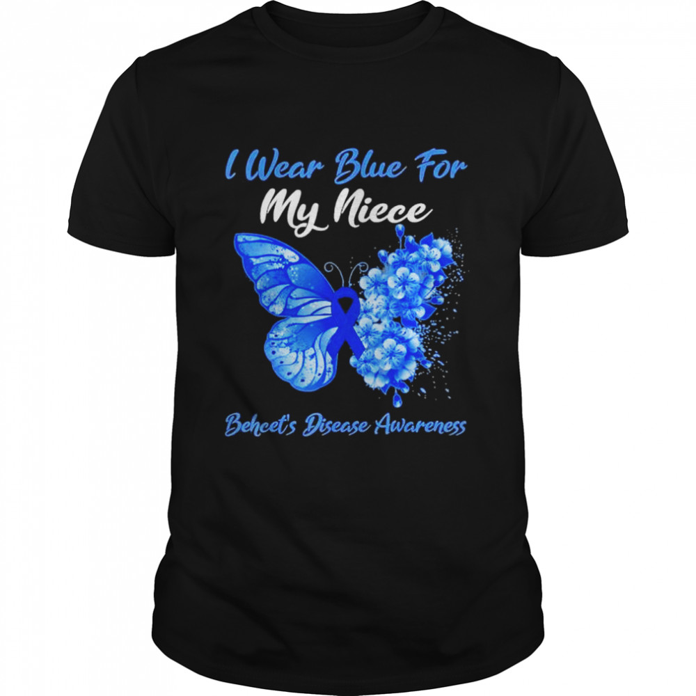 Butterfly I wear blue for my niece behcet’s disease warrior shirt