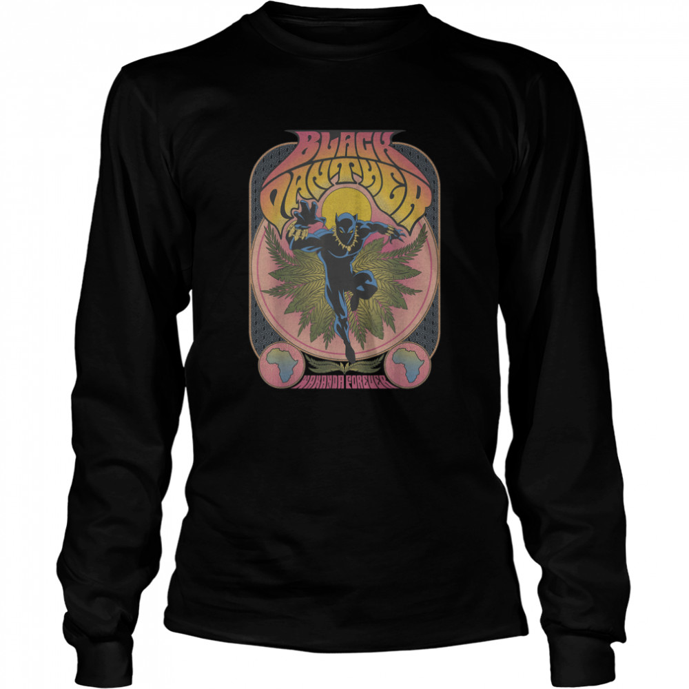 Marvel Black Panther Vintage 70's Poster Style T- Long Sleeved T-shirt