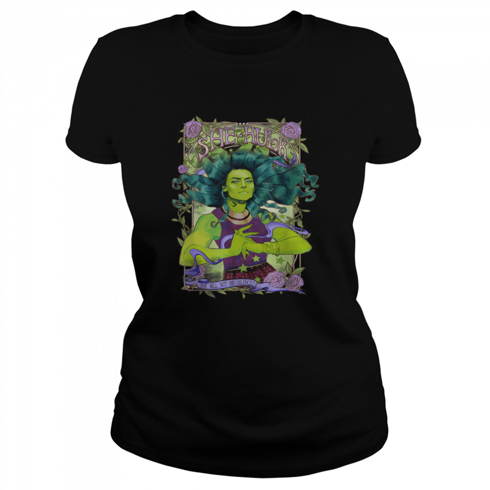 Marvel She-Hulk Vintage Floral Design Graphic T- Classic Women's T-shirt