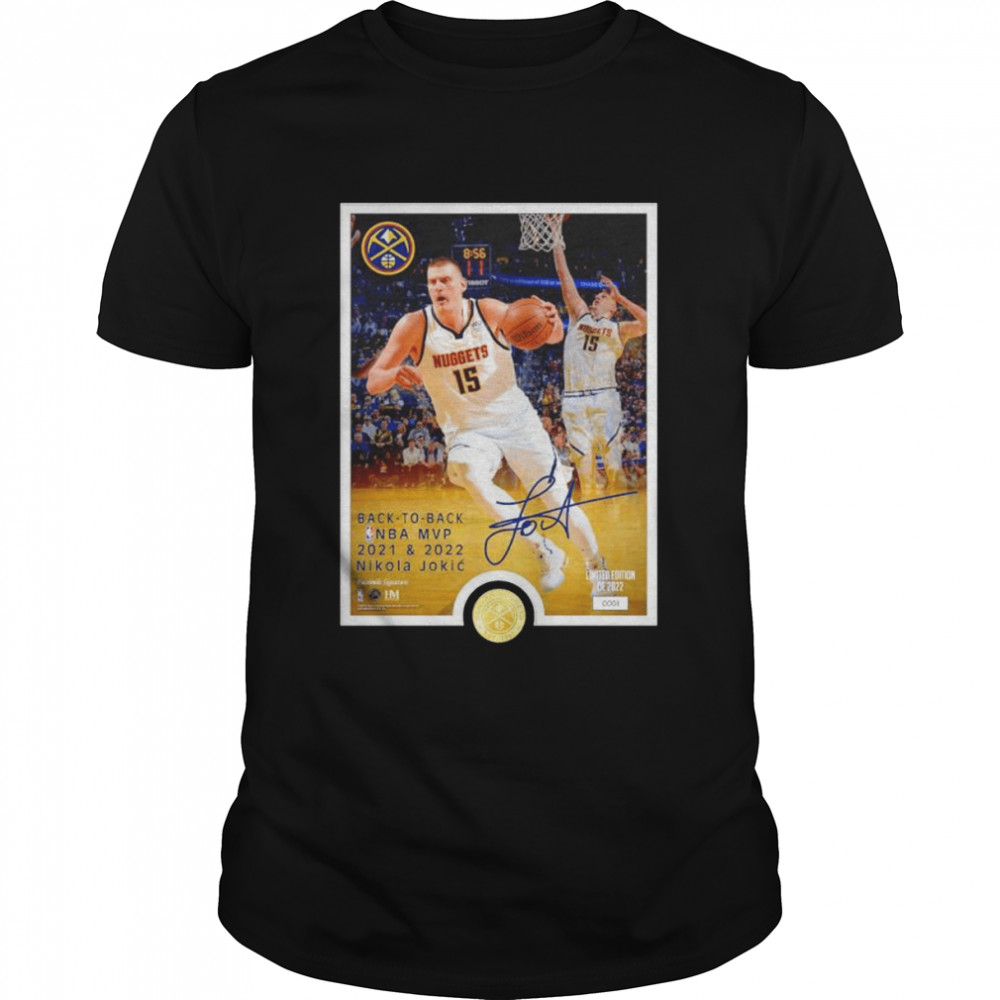 Nikola Jokić Denver Nuggets Back-To-Back MVP Plaque signature shirt Classic Men's T-shirt