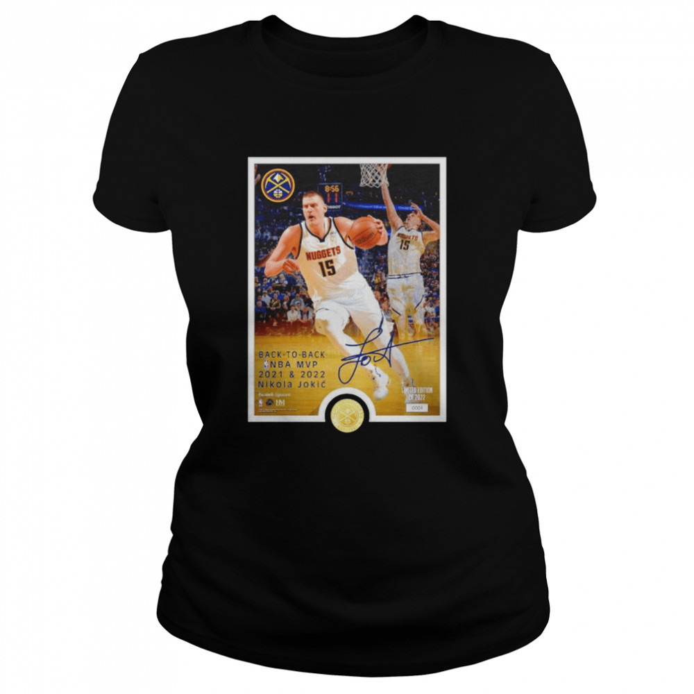 Nikola Jokić Denver Nuggets Back-To-Back MVP Plaque signature shirt Classic Women's T-shirt