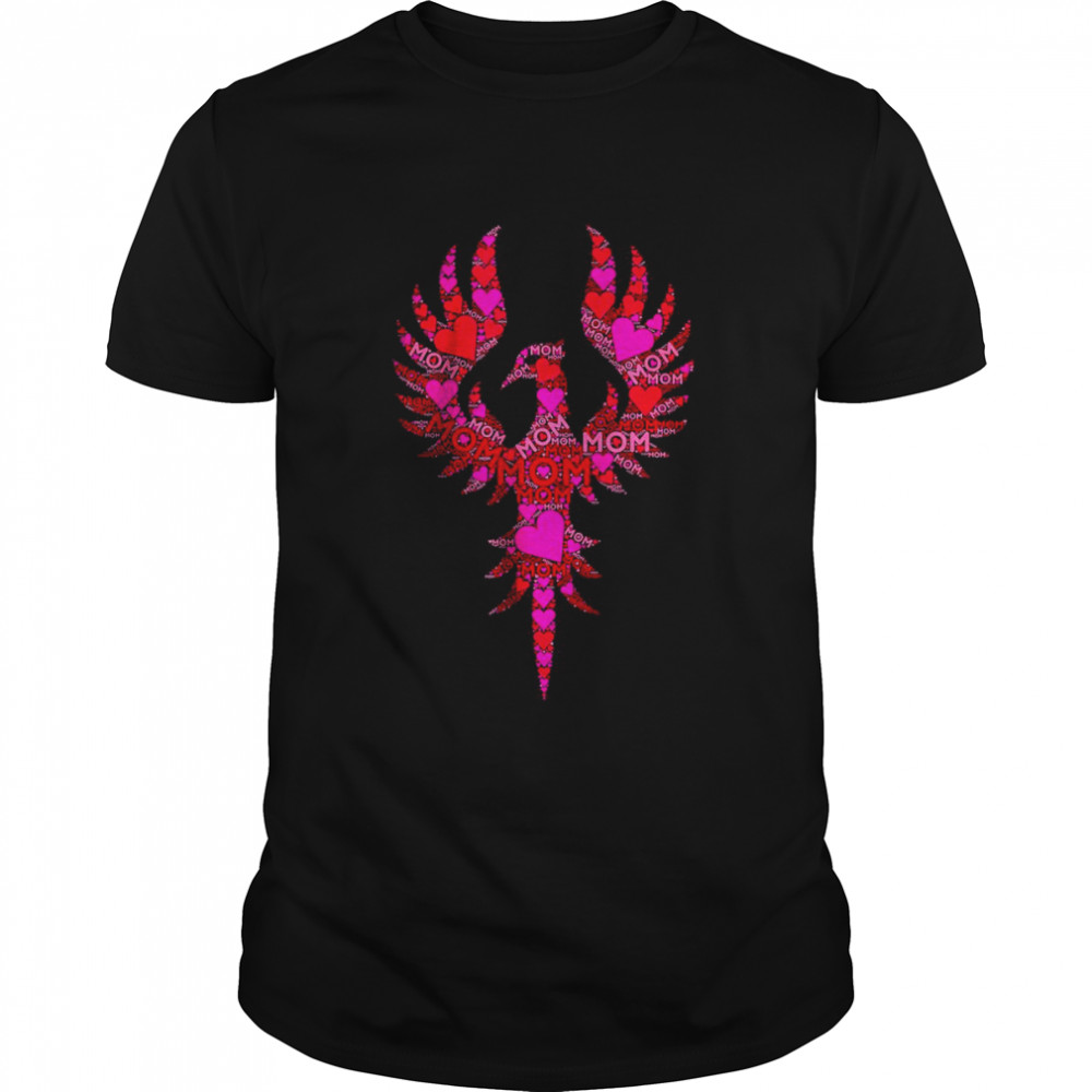 Pink Red Heart Love Mom Phoenix Bird T- Classic Men's T-shirt