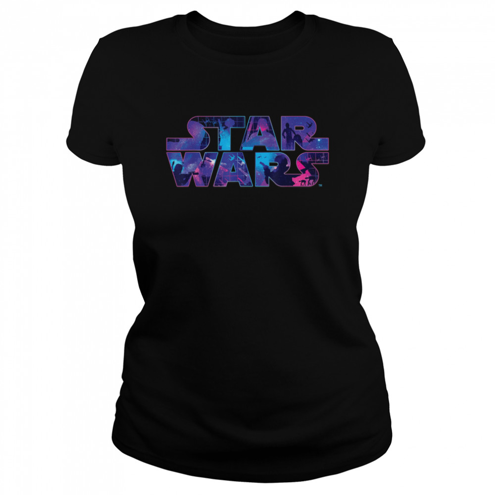 tar Wars Logo Retro 90s Twinkling Stars T- Classic Women's T-shirt