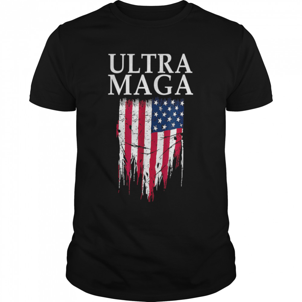 Ultra MAGA Funny Anti Joe Biden American US Flag Vintage T-Shirt B0B18472M4