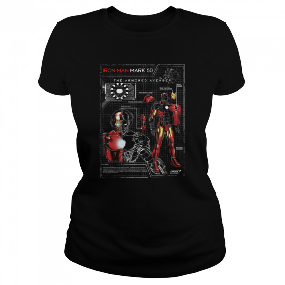 Iron Man Armor Plated Suit Blue Print Schematic T- Classic Women's T-shirt