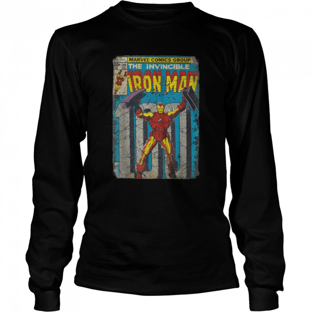 Iron Man Classic Retro Comic Vintage Cover Graphic T- Long Sleeved T-shirt