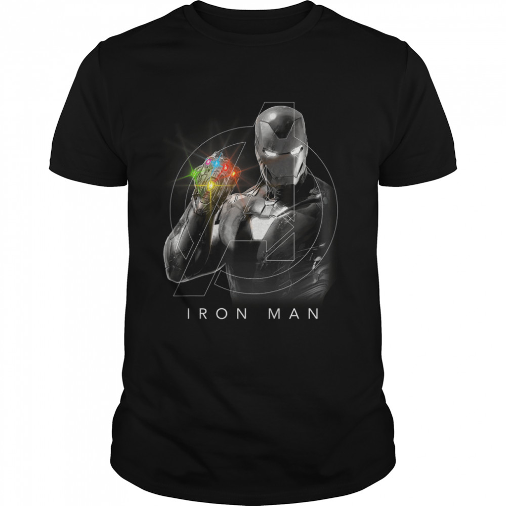 Marvel Avengers Endgame Glowing Stones Logo Overlay Portrait T-Shirt