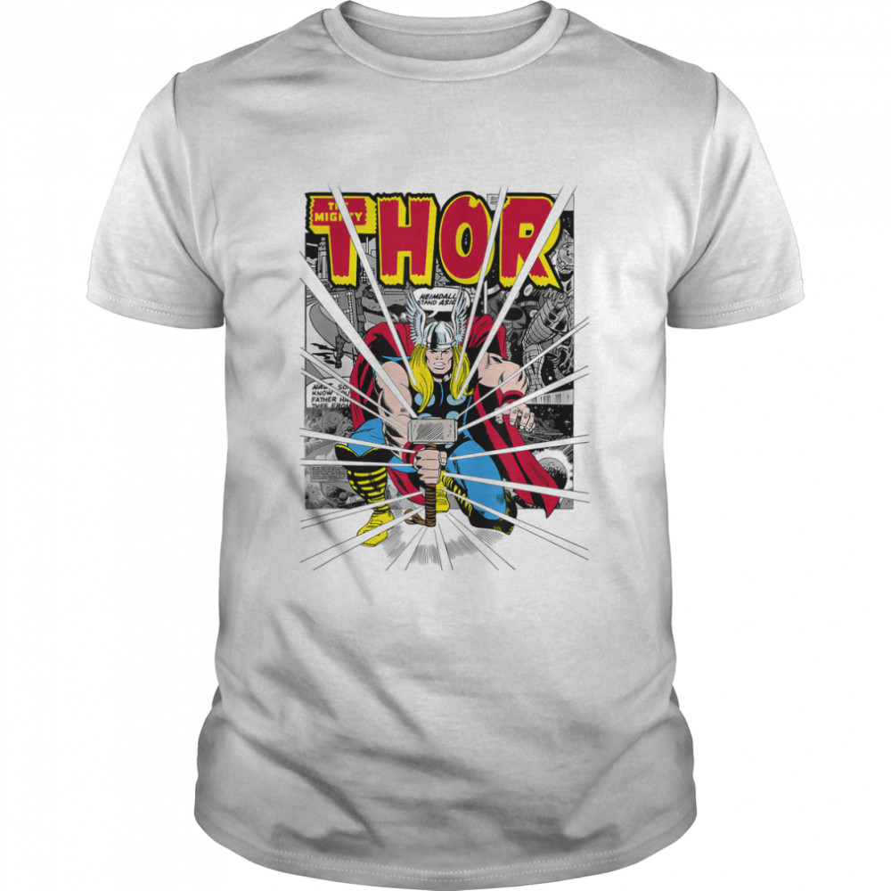 Marvel Mighty Thor Retro Comic Hammer Blast Kids T- Classic Men's T-shirt