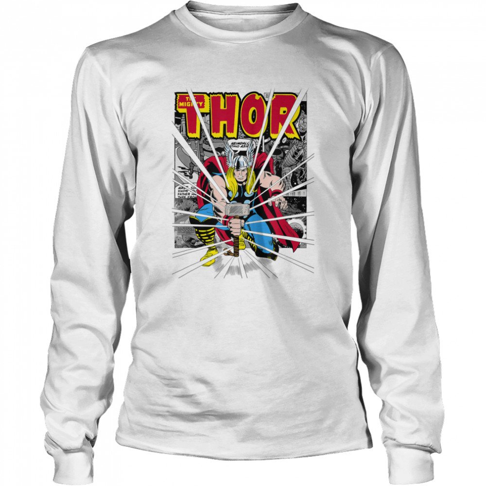 Marvel Mighty Thor Retro Comic Hammer Blast Kids T- Long Sleeved T-shirt