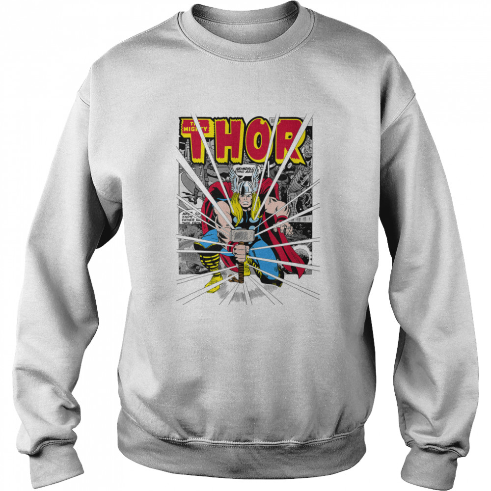 Marvel Mighty Thor Retro Comic Hammer Blast Kids T- Unisex Sweatshirt