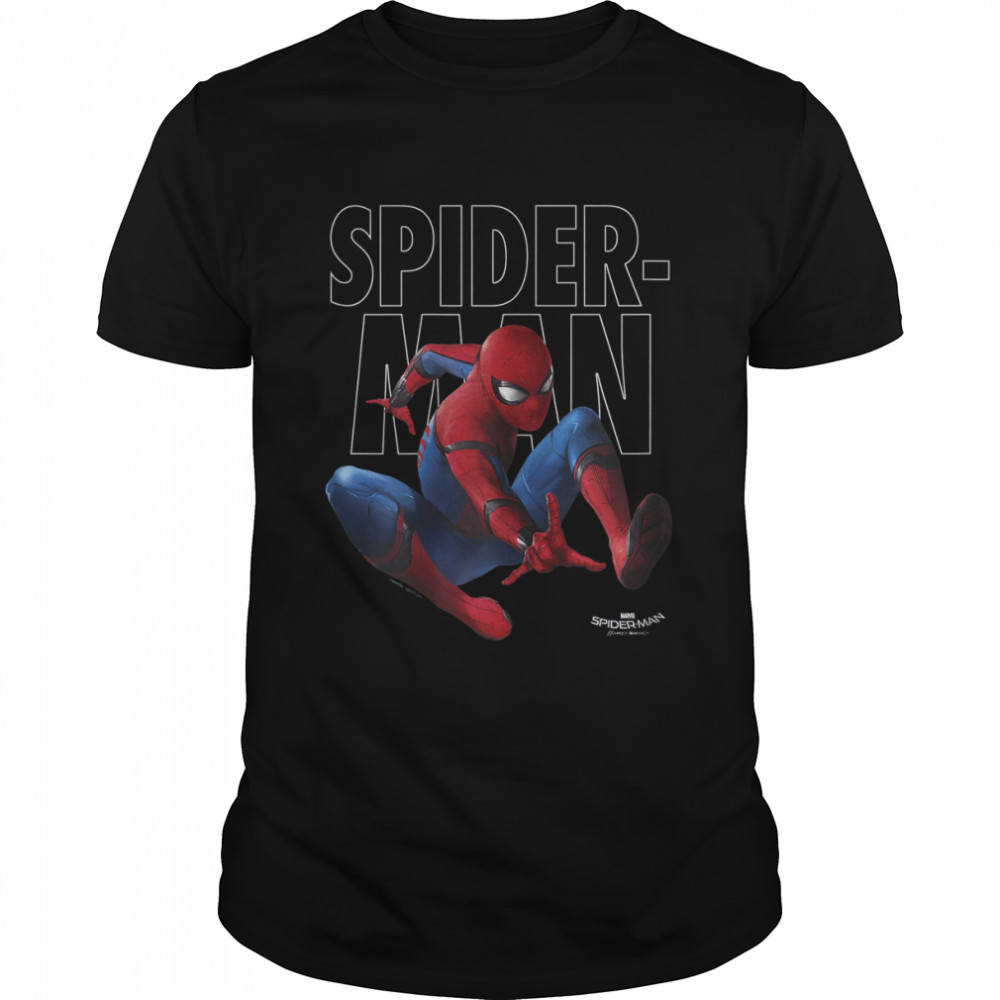 Marvel Spider-Man Homecoming Outlined Epic Jump Pose T-Shirt