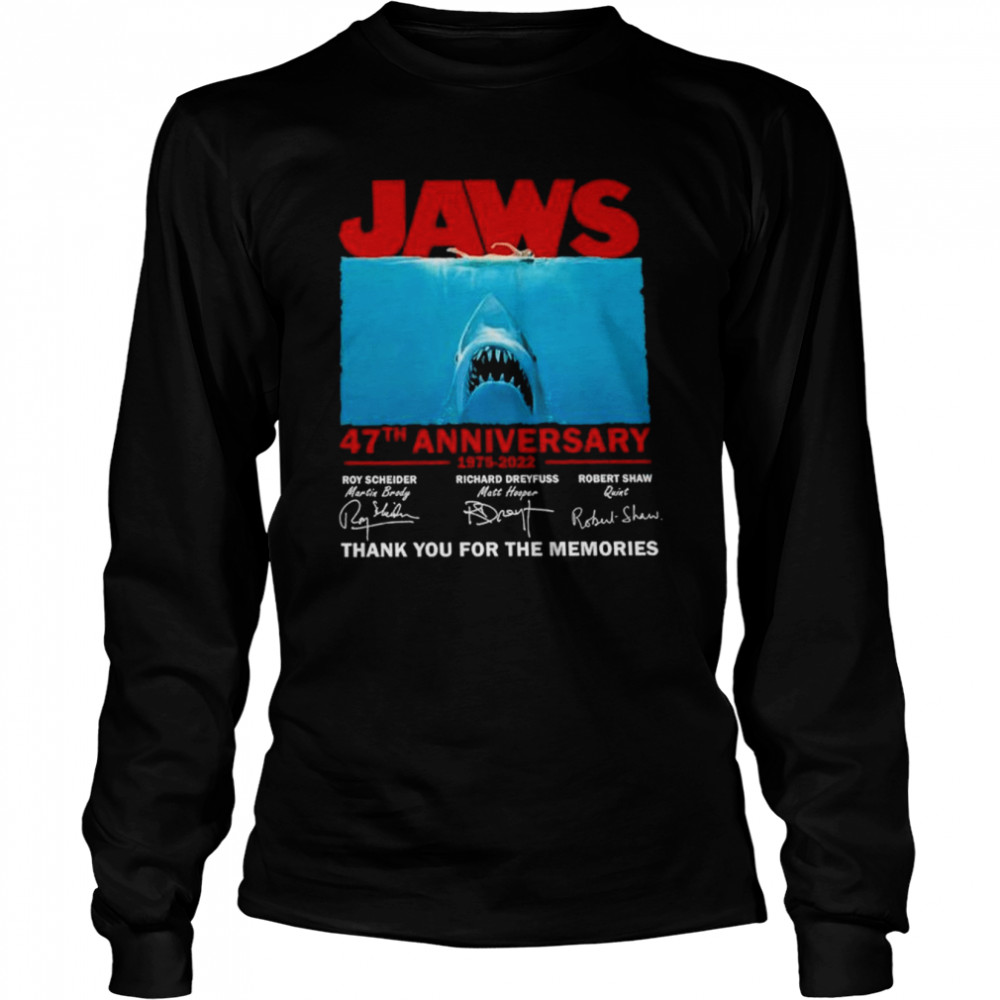 Jaws 47th anniversary 1975 2022 thank you for the memories shirt Long Sleeved T-shirt